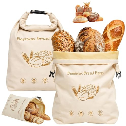 Beeswax Bread Bag, Bread Bags For Homemade Bread, Bread Bags For Reusable Bread Storage Solution For Homemade Loaves And Sourdough, Generous Size Accommodates Various Baked Goods