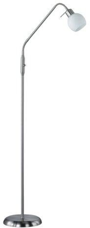Trio Leuchten LED-Stehleuchte in Nickel inklusiv 1x E14, 4 Watt LED, zwei Flexgelenke, Höhe maximal 150 cm, Glas opal matt weiß 424810107
