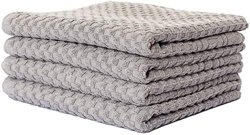 Carenesse 4er Handtücher Set 50 x 100 cm 100% Baumwolle Waffelmuster grau | Premium Hotelqualität, Öko-Tex 100, Waffelmuster & Bordüre, Frottee fusselfrei saugstark weich kochfest 60 Grad