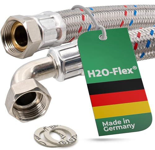 Panzerschlauch 1ÜM x 1ÜM mit Bogen, DN25, Länge 150 cm, Made in Germany
