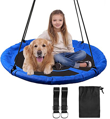RedSwing 43 Flying Saucer Swing for Kids Outdoor, Large Round Tire Swings for Trees and Swingset, Strong Heavy Duty for Outside Playground, 500LBS Weight Capacity, Blue