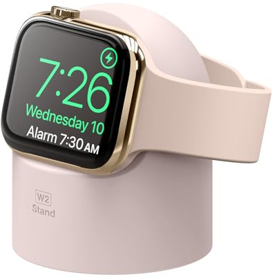 elago W2 Charger Stand for All Apple Watch Series, Basic Design | Ultra3/Ultra2/Ultra/11/10/9/8/7/6/5/4/3/2/1/SE3/SE2/SE1, 49mm, 46mm, 45mm, 44mm, 42mm, 41mm, 40mm, 38mm (Lovely Pink)