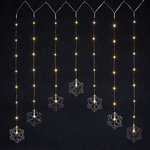 Unbekannt LED Lichtervorhang Lichterkette 'Schneeflocken' 47LEDs / 120x70cm für Innen Weihnachtsdekoration Fensterdekoration