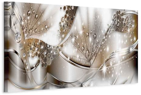 murando - Wandbilder XXL Abstrakt 150x50cm Vlies Leinwandbild 1 tlg Kunstdruck Wandbilder Leinwand Wanddekoration Design Wand Bild Panoramabild - Pusteblume Blumen Ornament Diamant gold beige