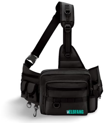 elbfang ANGELTASCHE SCHWARZ WASSERFEST | Angel-Rucksack-Koffer Bag | Angelzubehör Tasche für Angler zum Spinnfischen