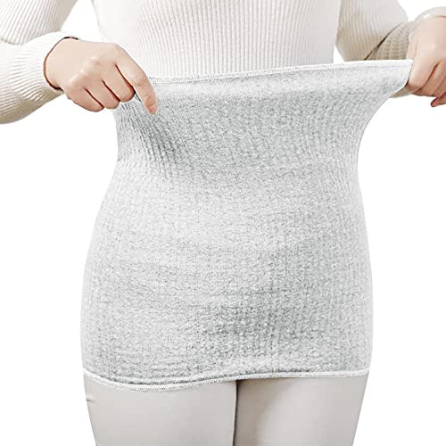JIAHG Calentador de riñones elástico para mujer y hombre, cinturón de calor suave y grueso, de algodón, calentador de espalda, cintura de invierno, para el vientre, soporte para cinturón, gris claro,