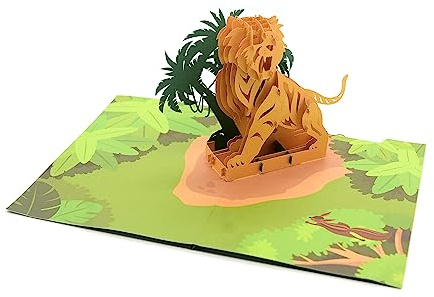 Tiger 3D Pop Up Karte Tier Grußkarte Alle Anlässe Handgemachte Karte Glückwunsch und Jubiläumskarte Geschenk für Freunde und Familie