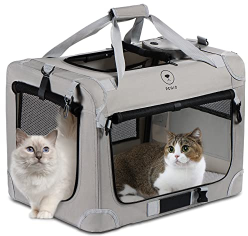 PEGIC Extra Large Cat Carrier for 2 Cats, Portable Soft Sided Large Pet Carrier for Traveling, Indoor and Outdoor Uses, 24×16×16 (X-Large)