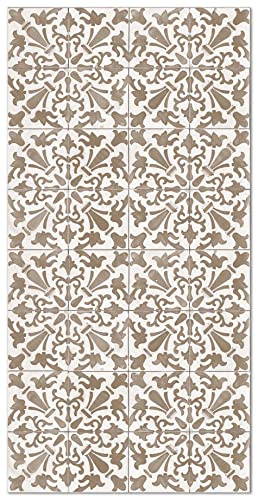 Panorama Tapis Vinyle - Modèle Carreaux Ciments Géométrique Brun 60x110 cm - Différentes Tailles - Deco Maison, Cuisine, Chambre et Exterieur