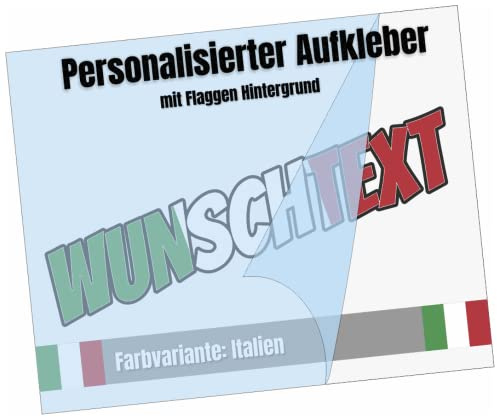 Samunshi® Wunschtext Aufkleber Flaggen Hintergrund Italien - Auto Motorrad Wohnmobil Tuning Sticker - wetterbeständig Waschanlagenfest
