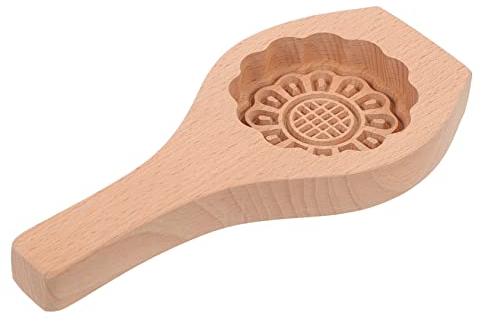 Anneome Wooden Moon Cake Mould Pastry Stamp, Creative DIY Baking Mold for Household Kitchen, Sunflower Pattern Traditional Mooncake Maker for Holiday Baking and Festive Pastries