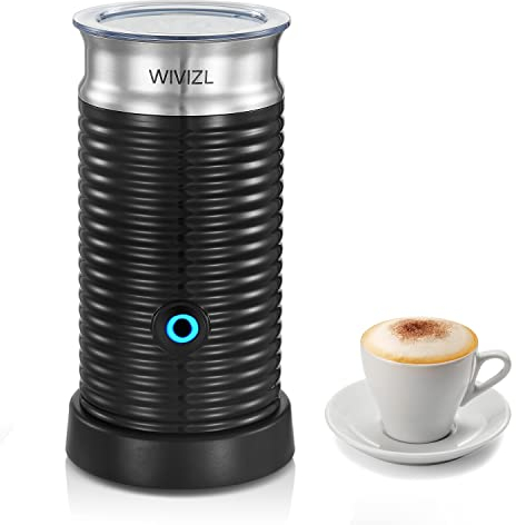 WIVIZL Milk Frother Electric,3 in 1 Automatic Milk Frother Machine,Hot & Cold Milk Foamer,4.2oz/8.4oz, Milk Warmer Milk Steamer, Auto Shut-Off for Coffee, Hot Chocolate, Cappuccino, Black
