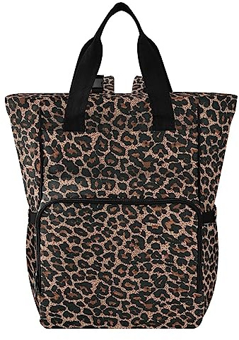 ISAOA Wickeltasche mit Leopardenmuster, Gepardenmuster, für Damen und Herren, großer Laptop-Rucksack, Reiserucksack, Tagesrucksack, Lunchtasche mit isolierten Taschen, Kinderwagengurten, wasserdicht,