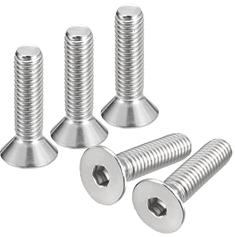 QUARKZMAN 3/8-16x1-1/2 Plana Avellanada Hueca Cabeza Tornillos, 10uds 304 Inoxidable Acero Hexagonal Zócalo Plana Cabeza Tornillos, Completa Rosca, Avellanados Pernos
