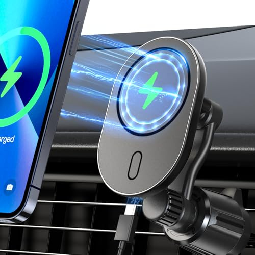 Miracase Car Phone Holder Wireless Charger, [15W Fast Charging] Wireless Car Charger Air Vent Phone Mount, [360° Rotation] Car Phone Charger Only Compatible with iPhone 12 13 14 15 Pro Max Plus Mini