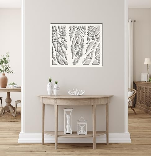 Laserano - Wunderschönes Wandbild aus Holz Baum in weiss; Wanddeko 58x38x0,8 cm; Modernes Wandobjekt made in Germany; Ideal für Schlafzimmer, Wohnzimmer, Esszimmer oder Flur