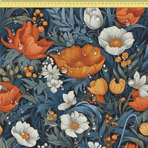 DreamRoots Segeltuch Wasserdicht - Polsterstoff Meterware 160 cm breit - Wasserabweisender Stoff 220 g/m2 600D - Markisenstoff Wasserdicht Meterware Flower Bombs Laufmeter