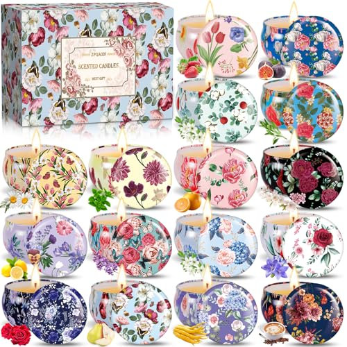 ZPQAODI Duftkerzen Geschenkset, 16 Stück Duftkerzen Sets,Natürliches Sojawachs, Aromatherapie Kerzen Für Zuhause, Kleine Geschenkset Set Deko Kerzen, für Frauen Bad Geburtstag Yoga
