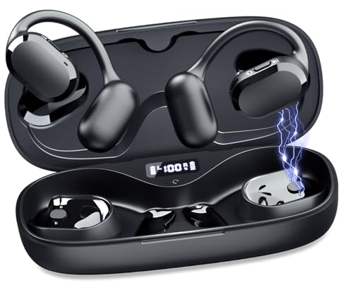 Seflorgo Open Ear Headphones Over Ear Buds, IP67 Waterproof True Wiress Earbuds with Dual DSP Noise Cancelling Mic for Work and Sports, Advanced Bluetooth 5.4