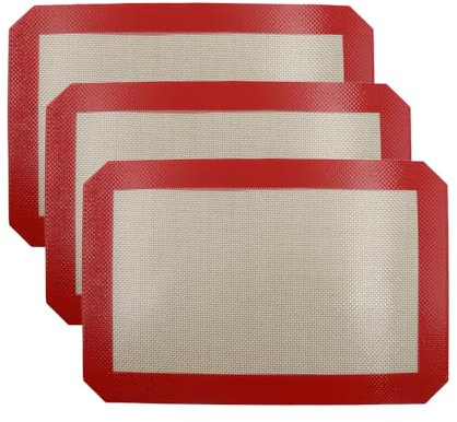 ieron Confezione da 3 tappetini da forno in silicone, antiaderenti, riutilizzabili, resistenti al calore, facili da pulire, 20 x 30 cm