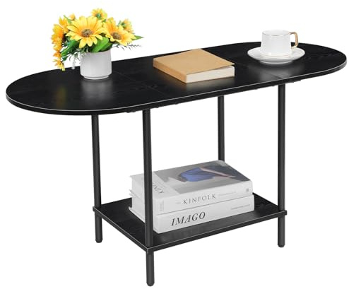 Shinoske Couchtisch Wohnzimmertisch mit Ablageboden, moderner Couchtisch mit zusätzlicher Ablagefläche, Beistelltisch Sofatisch aus Holz für Wohnzimmer, Schwarz