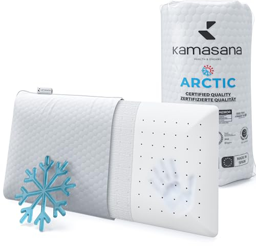 KAMASANA Orthopädisches Kissen 40 x 80, Höhe 13 cm – weißer kühlender Bezug – Memory-Schaum – hypoallergen, ergonomisch, atmungsaktiv, mit Belüftung und Nackenstütze