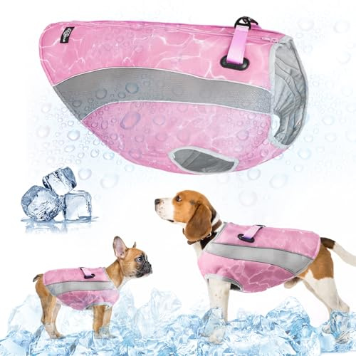 2 in 1 Winterhundemantel und Hundekühlmantel, Sommer-Kühlweste für Welpen Sonnenschutz, reflektierende Sicherheitsweste atmungsaktivem Mesh für kleine, mittlere große Hunde
