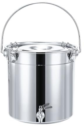 Suppentopf mit Hahn, Suppeneimer aus Edelstahl 201/versiegelter Eimer/Transporteimer, Weinbehälter, for Wasser, Milch, Tee, Milchaufbewahrungseimer(Size:21L)