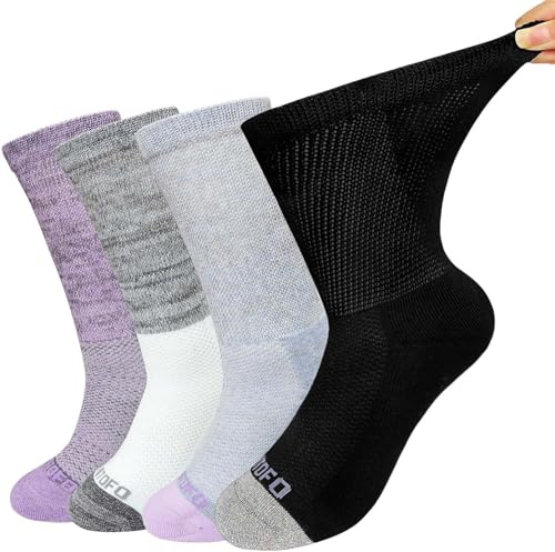 LOFIR Chaussettes Diabetiques Coton Homme: Chaussettes sans Coutures avec Ceinture Extra Large sans Elastique sans Pression Chaussettes avec Semelle Rembourrée Confortable Multicolore 4 Paires 43-46