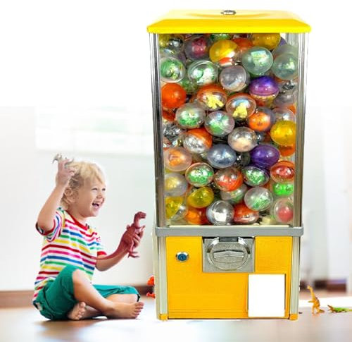 XEEAOFE Macchina Commerciale per Palline di Gomma, per Flipper, Capsule Rotonde, Palline Rimbalzanti, Macchina per Caramelle A Premi, Distributore di Palline di Gomma,Yellow