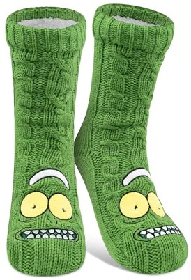 United Labels Rick and Morty Chaussettes de Chalet - Chaussettes d'intérieur avec doublure sherpa pour hommes Chaussettes douillettes Chaussettes d'hiver chaudes Chaussettes pour hommes OneSize Vert