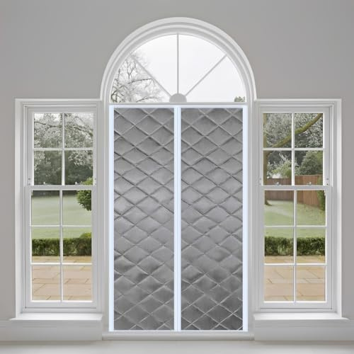 Winter Isolierter Türvorhang, 180x245cm Thermo-Türabdeckung Leder Isolierte Fliegengittertür Wetterfest, Dicker Thermovorhang Mit, Für Türen Indoor/Outdoor,Grau