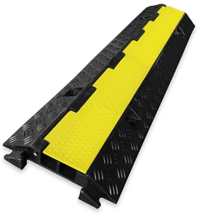 Floordirekt Kabelbrücke Peak - wetterfeste Kabelbrücke überfahrbarer Kabelschutz bis 7,5t für die Baustelle, aus Hartgummi (2 Kanäle, aufklappbar)