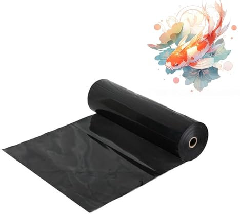 Schwarze PVC-Gummi-Teichfolie, 0,2 mm dick, verstärkt und flexibel, 8 x 6 m Größe, ideal für die Landschaftsgestaltung von Springbrunnen, Koiteichen und Hochbeeten