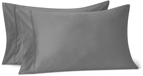 Amazon Basics Deluxe Kissenbezug, 100% Baumwolle Satin, Fadenzahl 400, 50 x 80 cm, Dunkelgrau