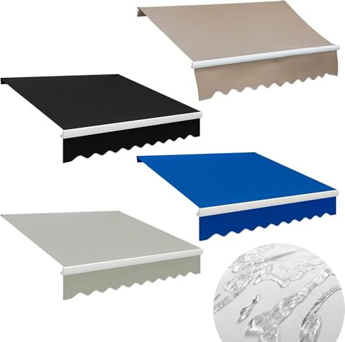 Outdoor Terrassenmarkise, einziehbar, 6 m, einziehbare Markise für Sonnenschutz, Terrassenüberdachung für Balkon, Hof, Schwarz/Grau/Blau/Braun/Beige