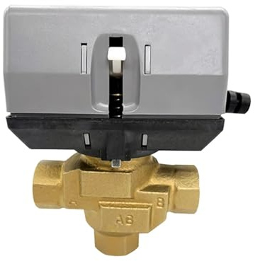 ISIRYK Elektrischer Kugelhahn für Wasser 1/2'' 3/4'' 1'' 3-Wege-Messing-Motorkugelventil mit elektrischem Absperrventil VC6013 Fan Coil AC220V Motorisierter Kugelhahn aus Edelstahl(3/4)