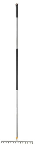 Fiskars Rechen mit 14 Zinken, Ergonomic, Länge: 154 cm, Breite: 30 cm, Gehärtete Borstahlzinken/Aluminiumstiel, Schwarz/Grau, 1077113