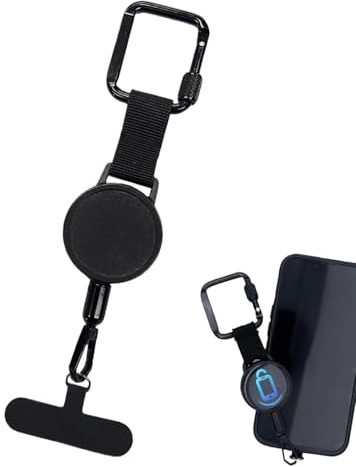 Yhsioaklo Attache antivol pour téléphone portable - Cordon rétractable antivol - Sangle anti-chute avec mousqueton - Boucle rétractable pour téléphone portable - Languette anti-chute pour la plupart