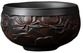 pipisweet Taza de té de cerámica morada tallada a mano para el hogar, Daily Master, juego de té de Kung Fu de cerámica china (G, 100 ml)