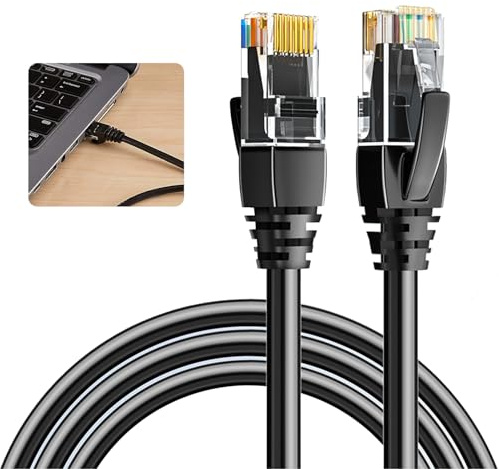 yimeizhiguang Cat6 Ethernet Cable 5m - High Speed Gigabit 1000Mbps 250MHz | Braided Gold RJ45 LAN Lead for Gaming PS5 Xbox, PC, Smart TV | Office Patch Cord for Router Modem & Home Office