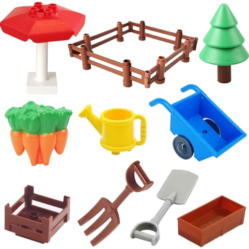 Mirthben Großen Bausteinen Zubehör Set, Kompatibel mit Allen Duplo Steinen | Erweiterung mit Zäune, Bäume- & Möbeln, Kompatibel mit Allen Duplo Steinen Kreatives Bauen ab 3 Jahren