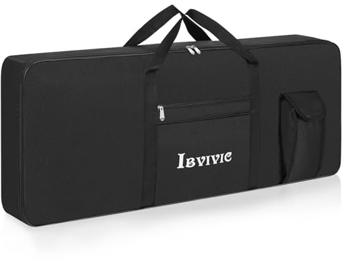 FREEAMG 61 Key Keyboard Tasche, Robuste 600D Oxford Keyboardtasche(Schwarz) | Keyboard-Gigbag mit 10 mm Polsterung, Keyboard Tasche mit Griffen und Schultergurten für Digitales E-Piano