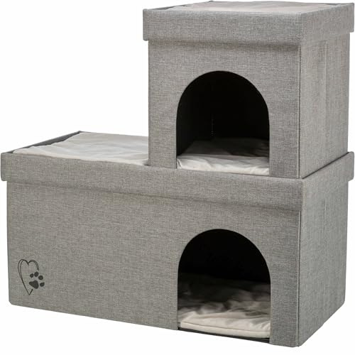 TRIXIE Katzenhöhle Kimy 76 x 72 x 37 cm, kuschelig & waschbar | Gemütlicher Rückzugsort mit herausnehmbarem Kissen – für Katzen, kuschelig, pflegeleicht und angenehm weich