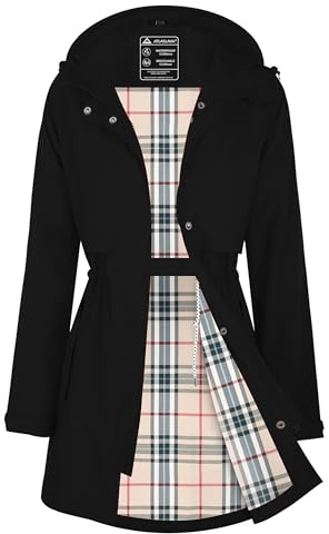 EnduaReve Damen Regenjacke Regenmantel Wasserdicht Kapuze Women Rain Jacke Übergangsjacke Outdoor Frühling Sommer Herbst S-3XL