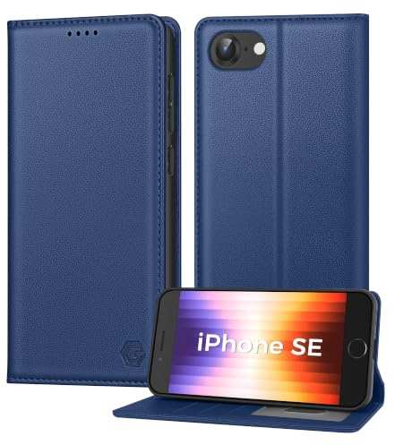 Kirnntca Handyhülle für iPhone SE 2022/2020 iPhone 8/7 Hülle, Kartenfach Premium PU Leder Klapphülle Schutzhülle, Standfunktion Tasche Flip Case für iPhone SE 2022/2020 iPhone 8/7 - Hellblau
