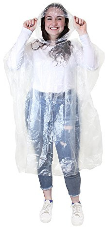eBuyGB Pack of 10 Emergency Waterproof Rain Poncho - Outdoor Pacamac (Transparent)