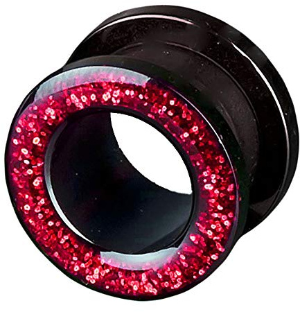 viva-adorno 1 Stück Flesh Tunnel Acryl Glitzerdesign zum Schrauben Z2c