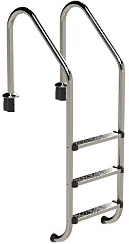Ideal Eichenwald 3 stufige Tiefbeckenleiter Schwimmbadleiter Poolleiter Edelstahlleiter Leiter