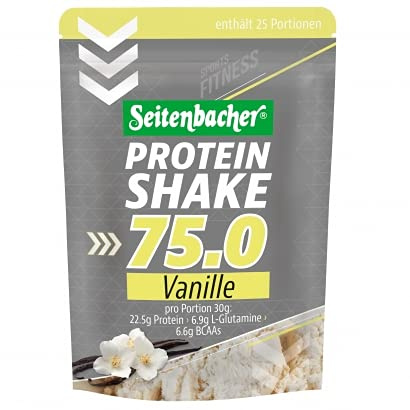 Seitenbacher Casein Protein Shake Pulver 75.0 | Vanille I 75% Eiweiß I ohne Soja I reines Casein Protein I (1 x 750 g)